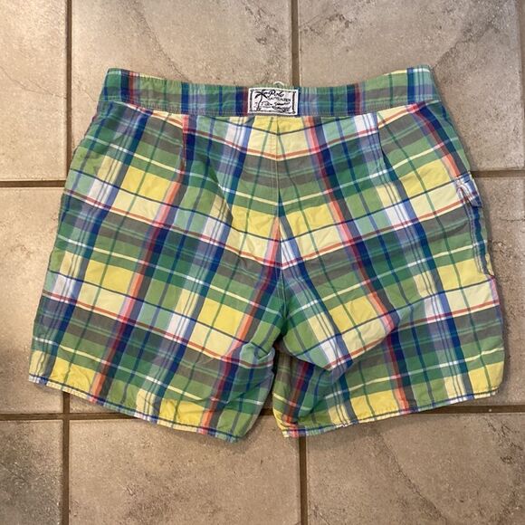 Polo by Ralph Lauren Men’s 34 Plaid Swimtrunks Pocket Embroidered Logo Mesh Line - Picture 5 of 9